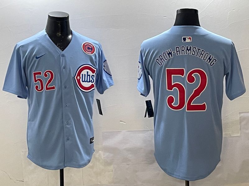 Men Chicago Cubs #52 Grow-Armstrong Light Blue Throwback Fashion 2025 Nike MLB Jersey style 2